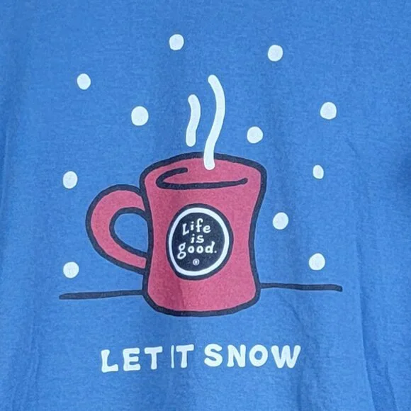 Life Is Good Women's Let it Snow Mug Long Sleeve Crew Neck Crusher Tee - S - Picture 4 of 5